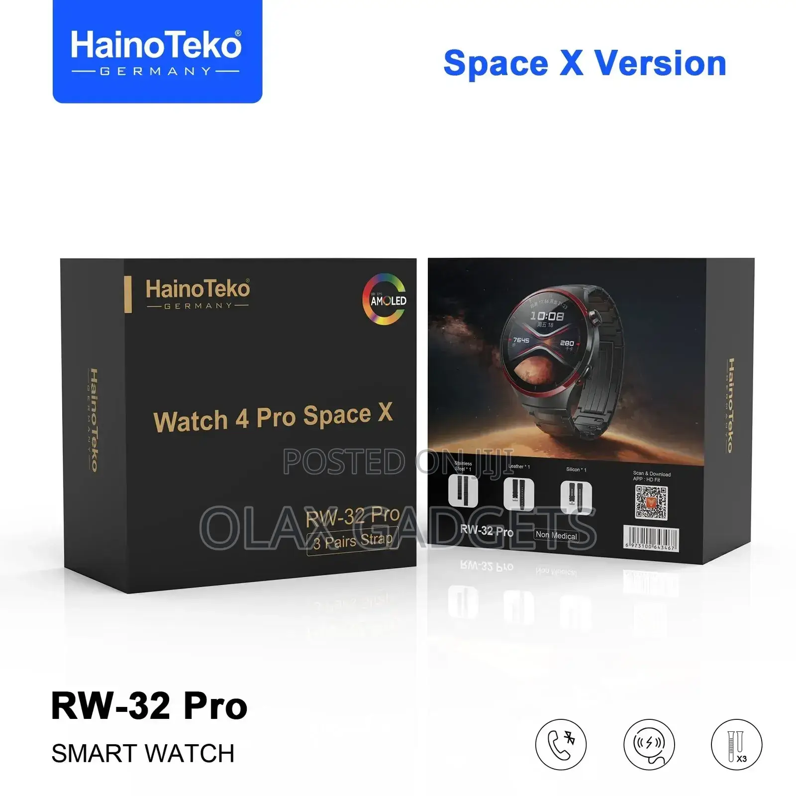 Hainoteko RW-32 Pro Space X Curved AMOLED Display Smartwatch