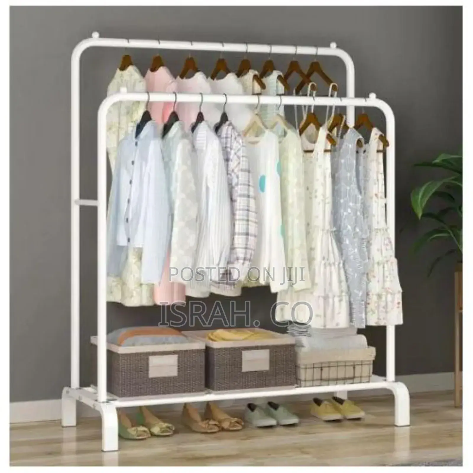 Carbon Steel Double Pole Coatrack Indoor Clothes Drying Rail