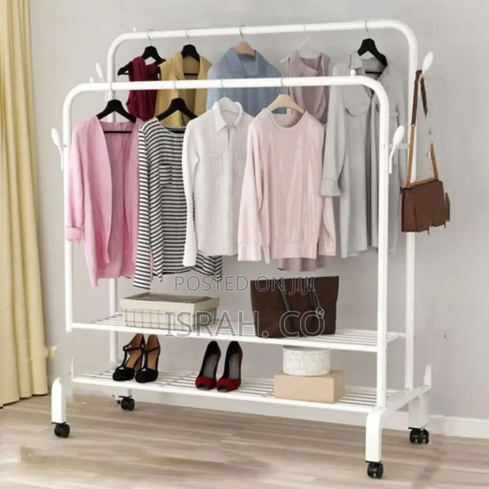 Carbon Steel Double Pole Coatrack Indoor Clothes Drying Rail