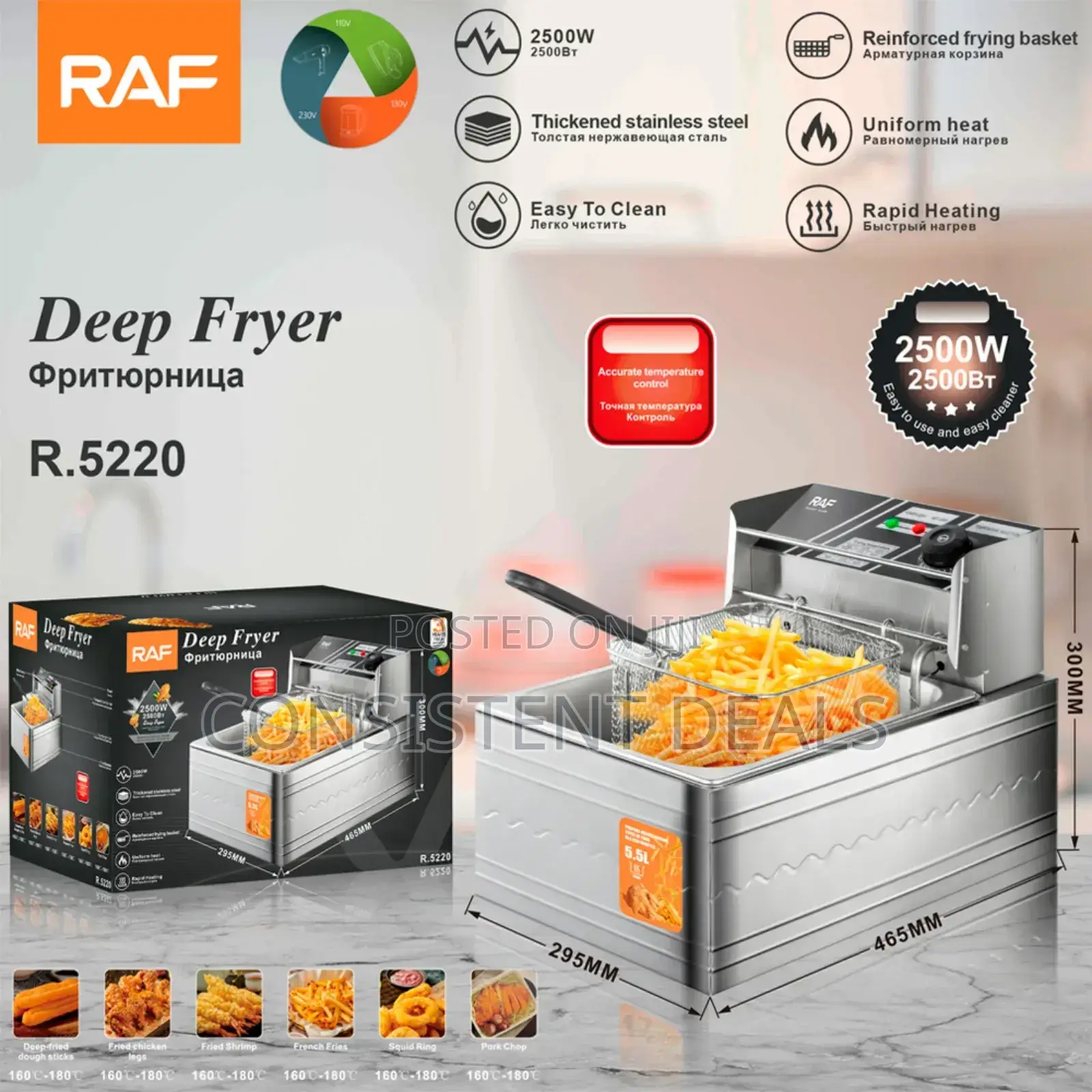 RAF 5.5L Electric Deep Fryer