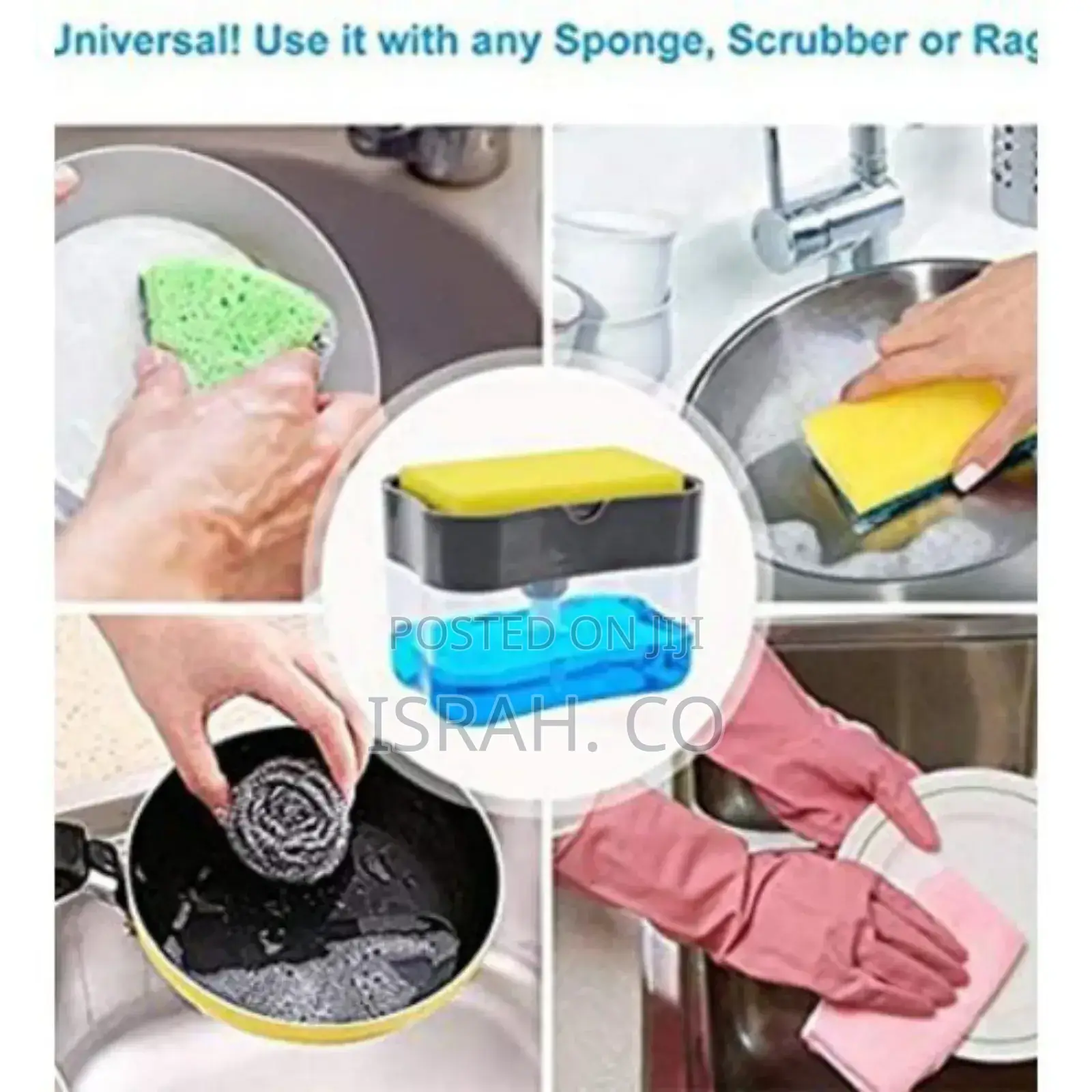 Soap Pump Dispenser and Sponge Holder - Grey.