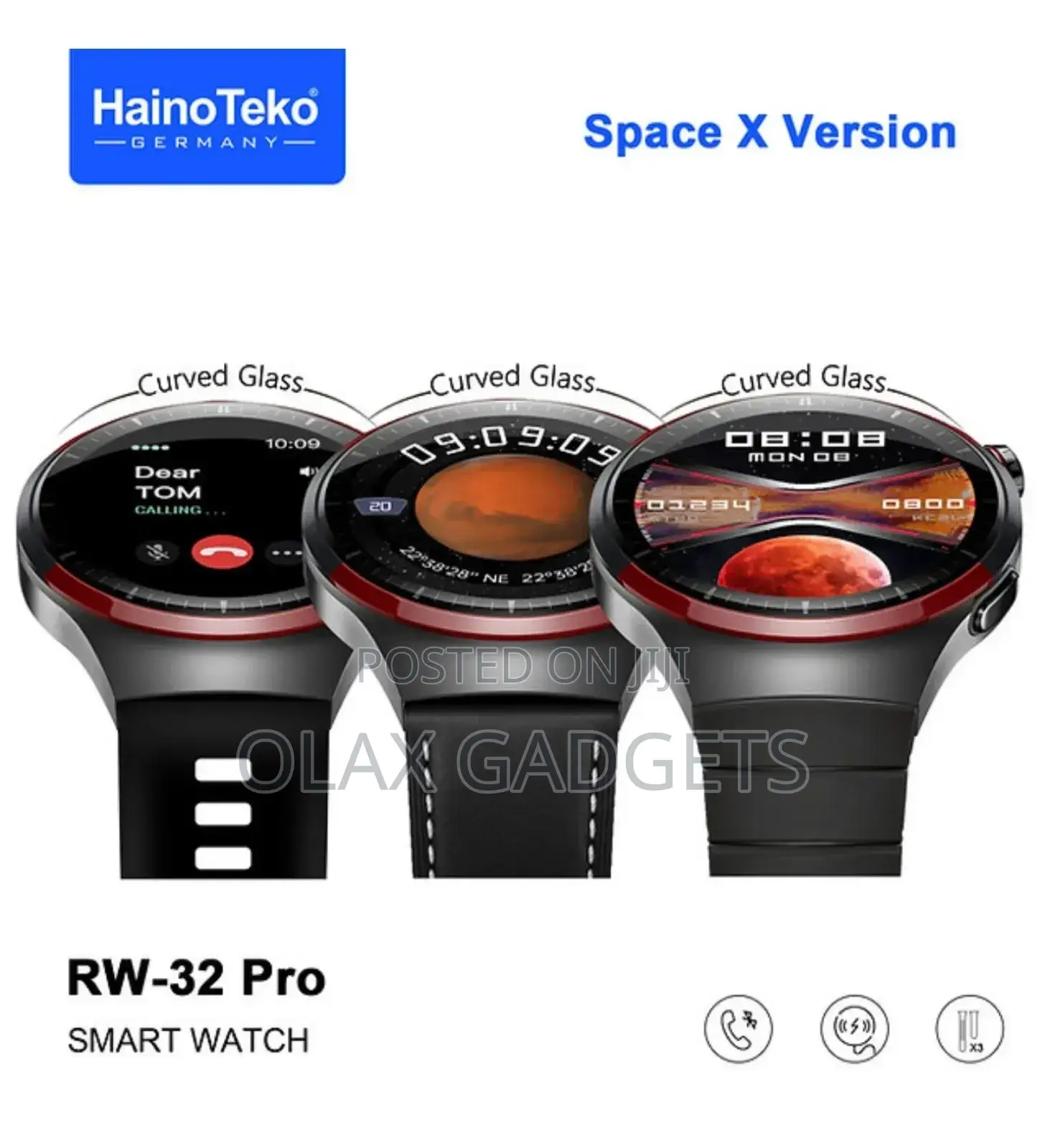 Hainoteko RW-32 Pro Space X Curved AMOLED Display Smartwatch