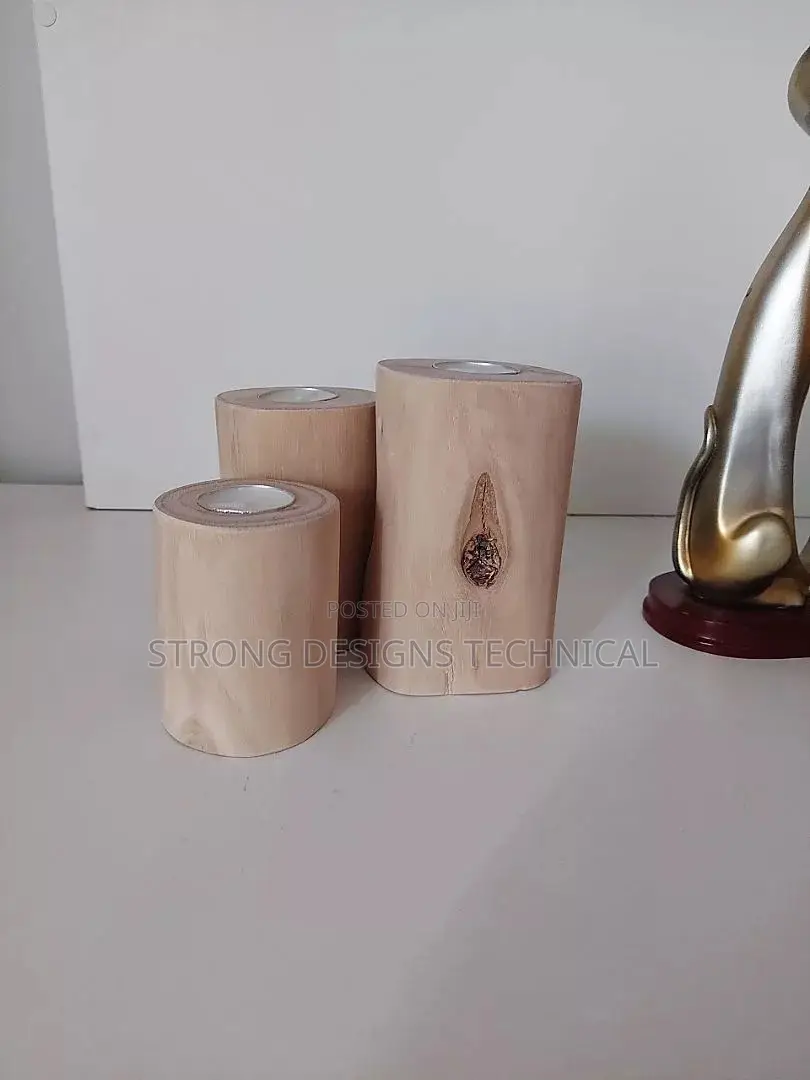 A Trio of Wooden Candle Holders for Home Decoration
