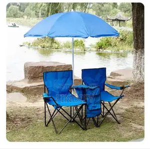 Portable Folding Double Seat Camping Chair Set With Canopy