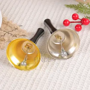 Christmas Bells Santa Hand Rattle Wood Handle Metal Bell