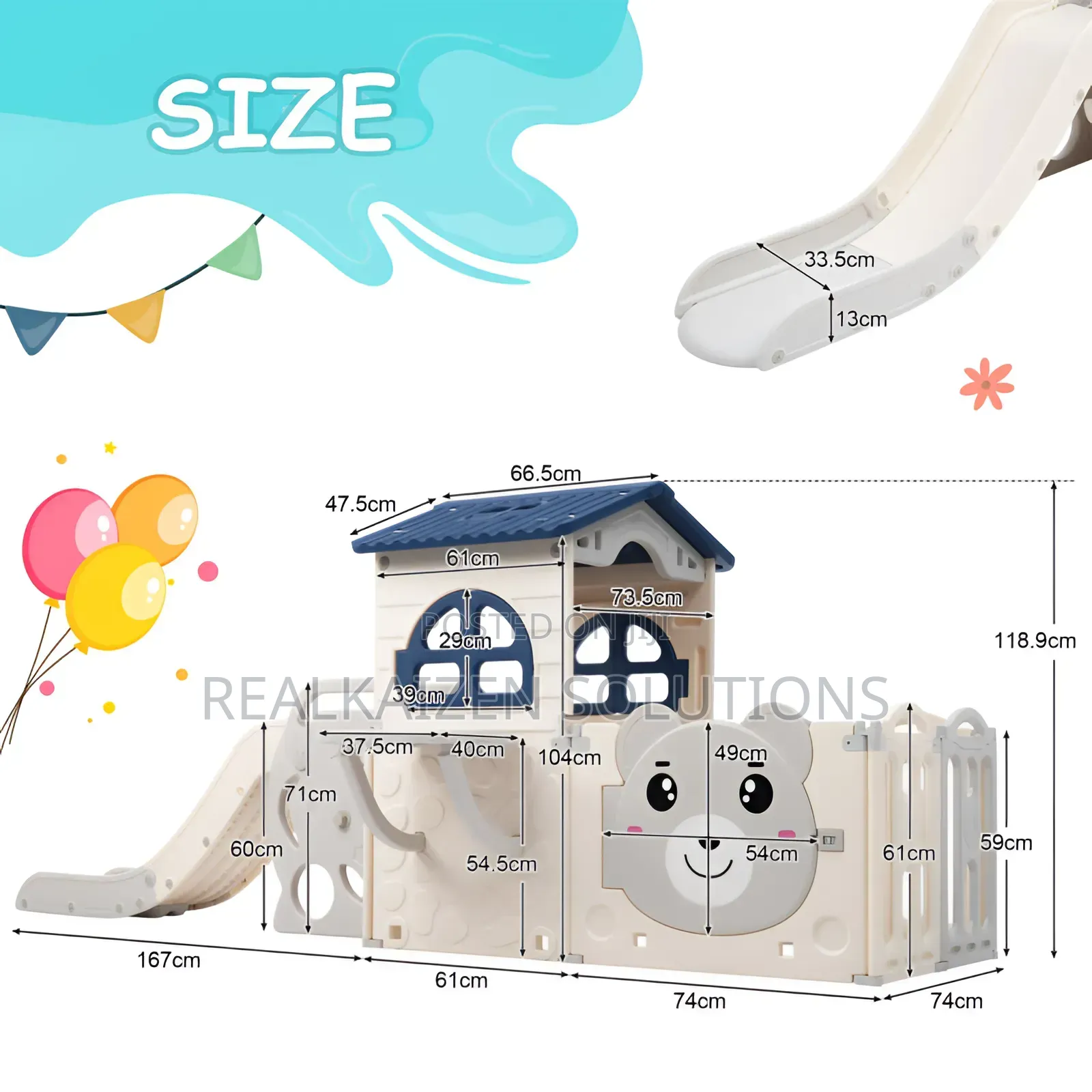 3 in 1 Multifunctional Children's Play House With Slide
