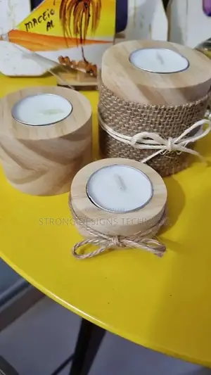 A Trio of 3 Wooden Decor Candle Holders/ Home Decoration