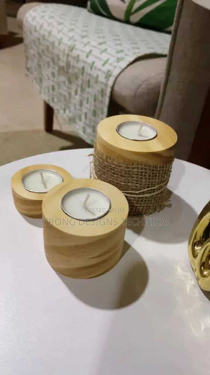 A Trio of 3 Wooden Decor Candle Holders/ Home Decoration