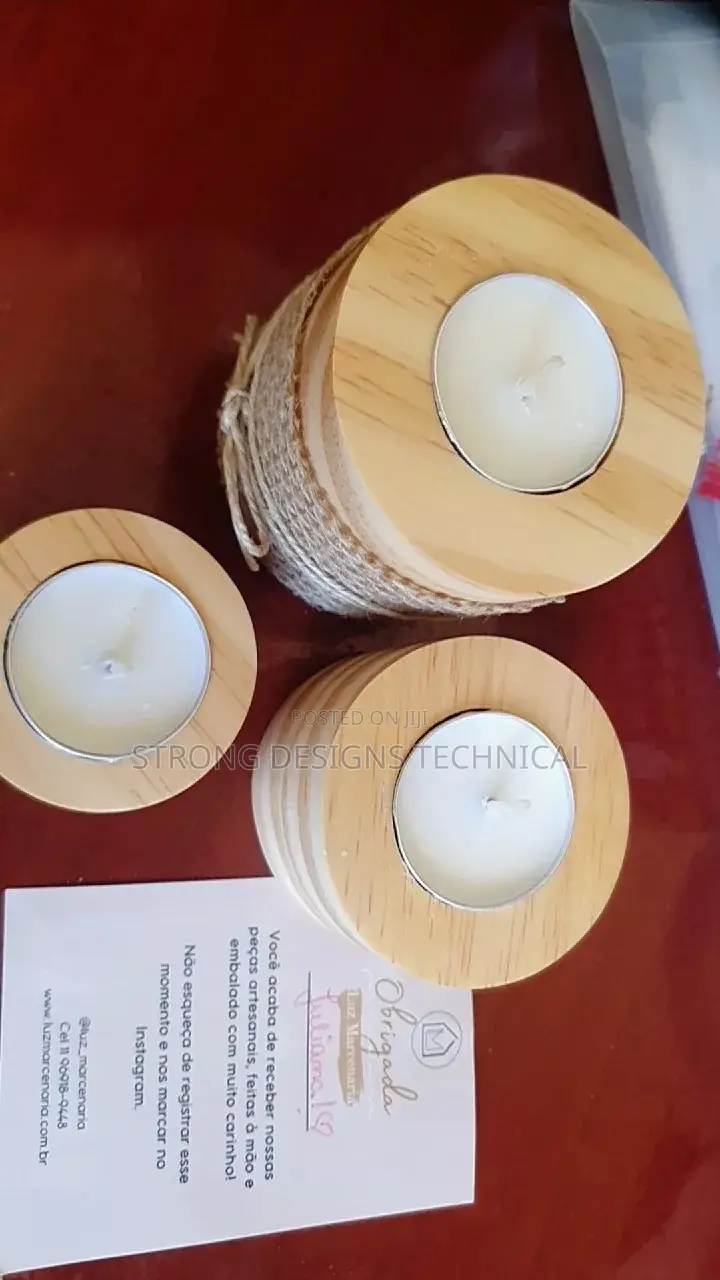 A Trio of 3 Wooden Decor Candle Holders/ Home Decoration
