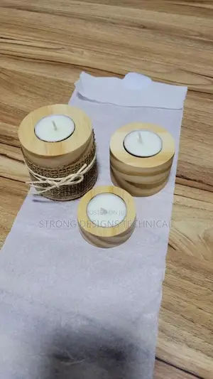A Trio of 3 Wooden Decor Candle Holders/ Home Decoration