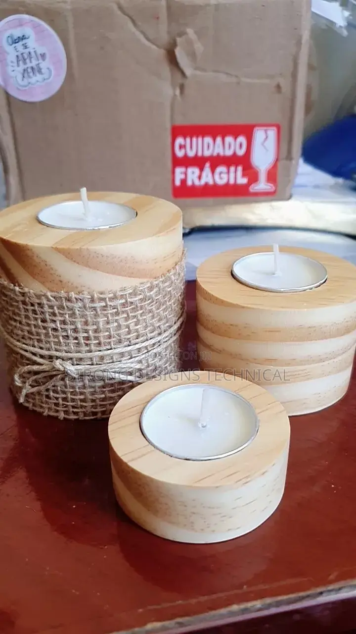 A Trio of 3 Wooden Decor Candle Holders/ Home Decoration