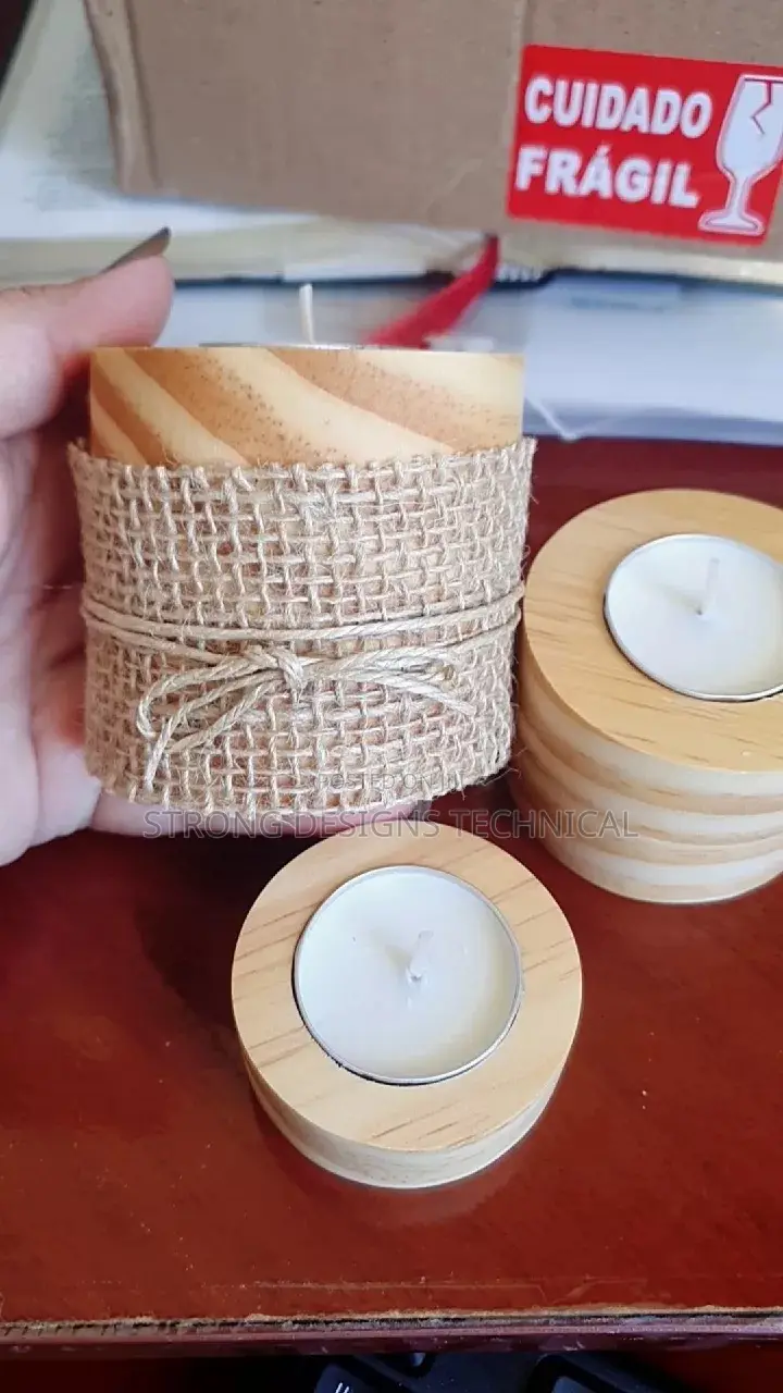 A Trio of 3 Wooden Decor Candle Holders/ Home Decoration
