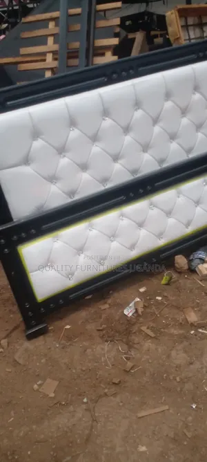 White and Black Tufted 5x6 Bed