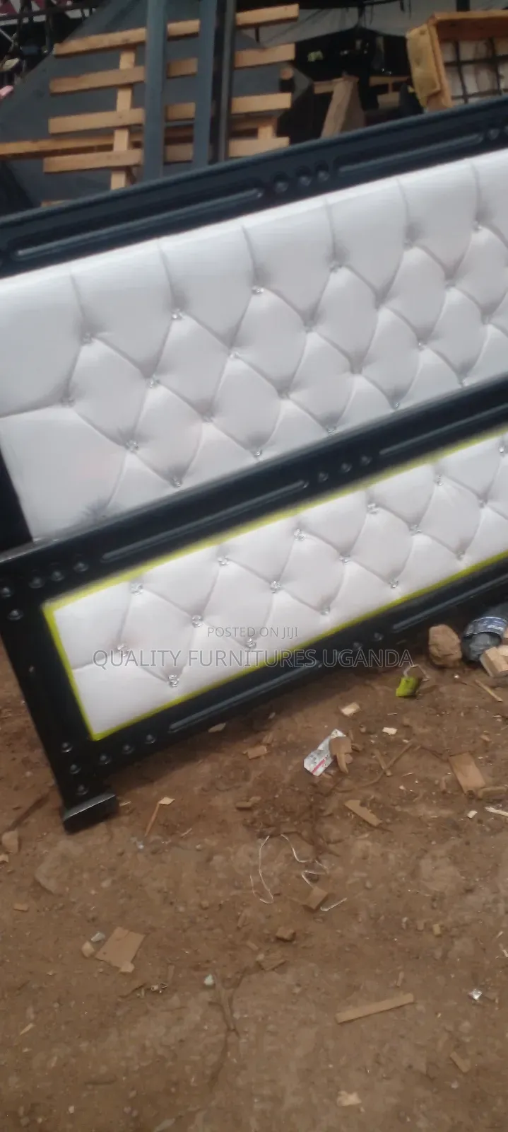 White and Black Tufted 5x6 Bed