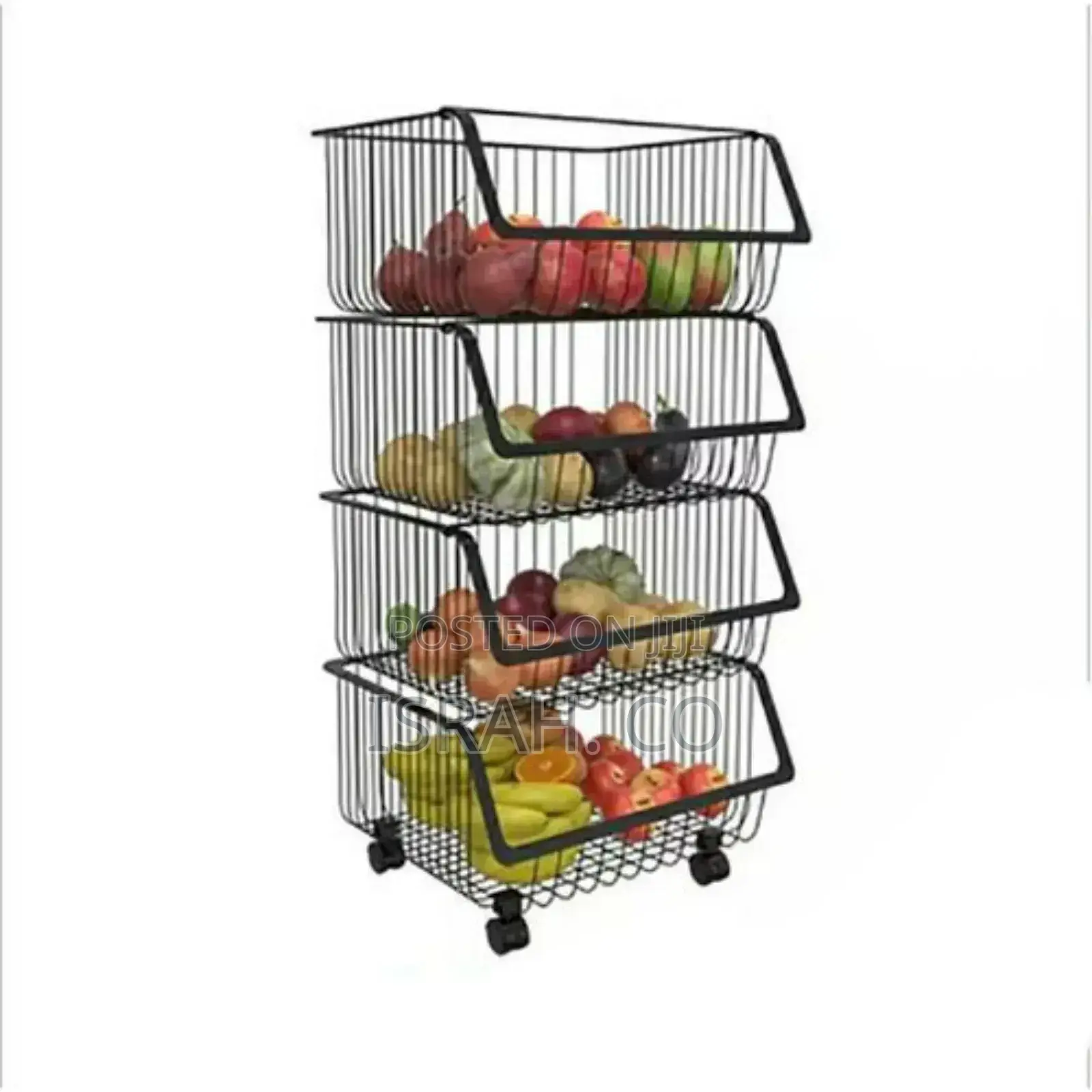 Metallic Pantry Storage Bin Rack Organizer Trolley