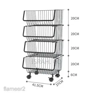Metallic Pantry Storage Bin Rack Organizer Trolley