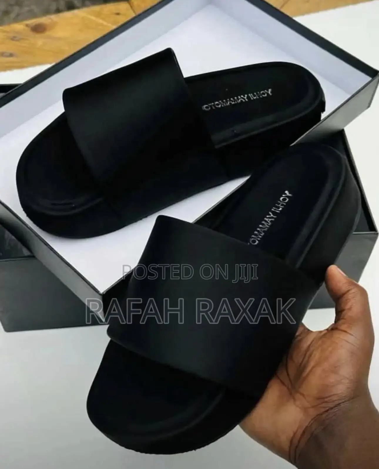 Unisex Triple Black Adidas Yohji Yamamoto Y-3 Push In Sandal