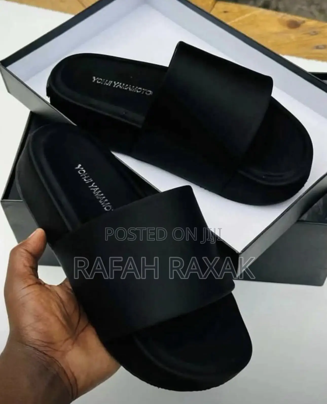 Unisex Triple Black Adidas Yohji Yamamoto Y-3 Push In Sandal