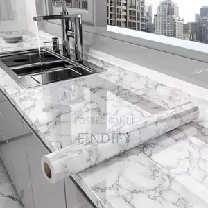 Glossy Marble Wallpaper Sticker White Adhesive Waterproof