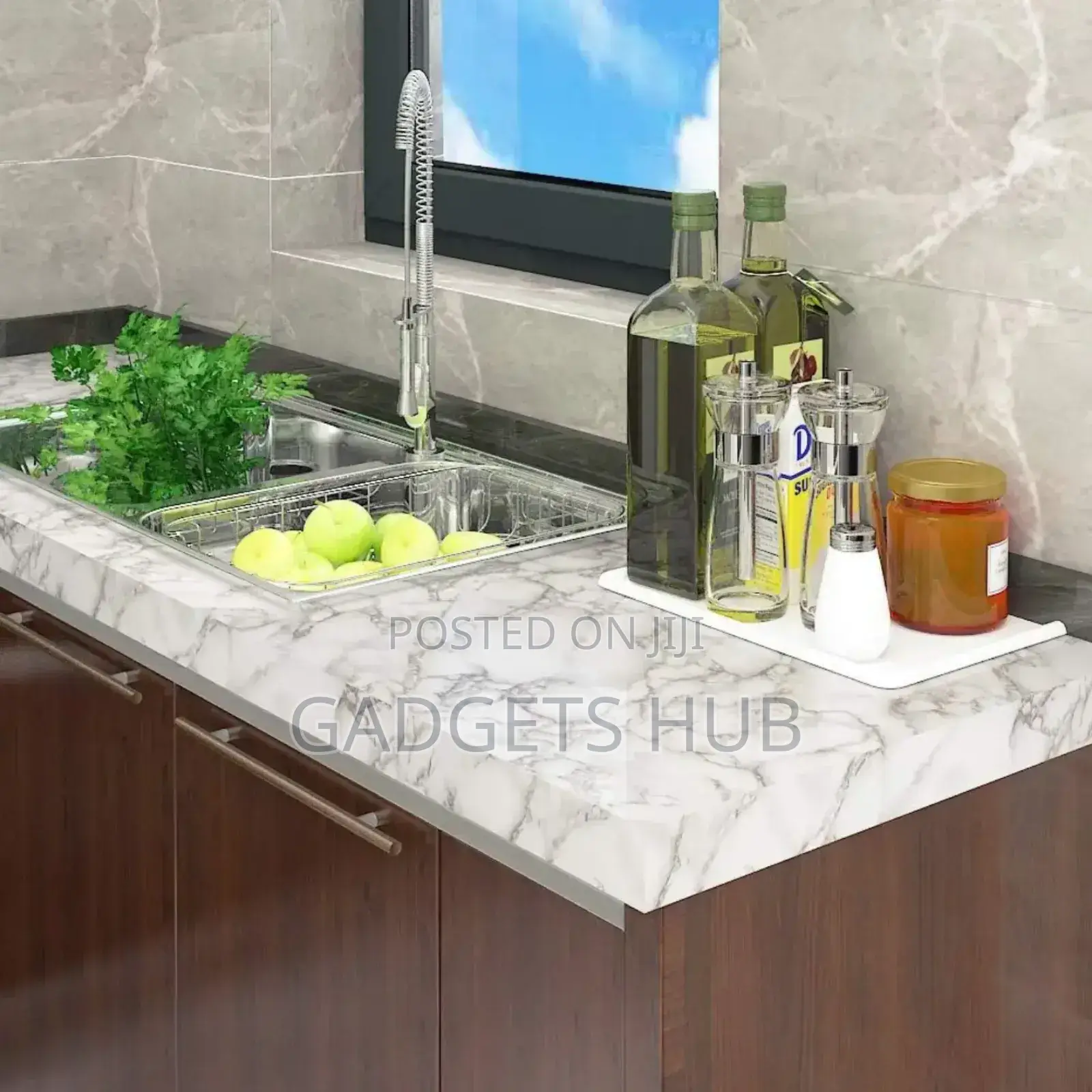 Glossy Marble Wallpaper Sticker White Adhesive Waterproof