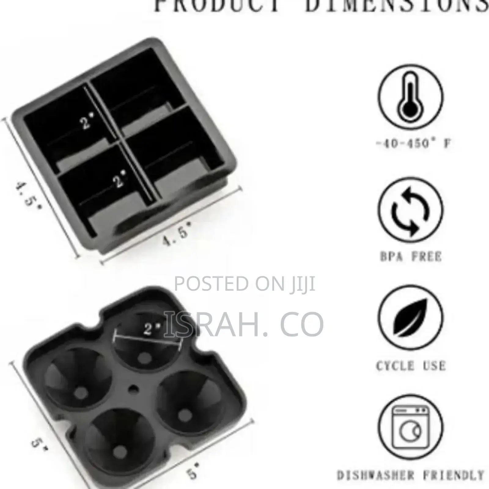 4 PC Diamond Ice Cube Mould Tray for Whisky Cocktail Water