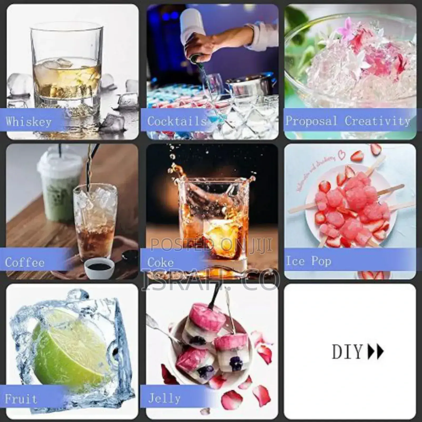 4 PC Diamond Ice Cube Mould Tray for Whisky Cocktail Water