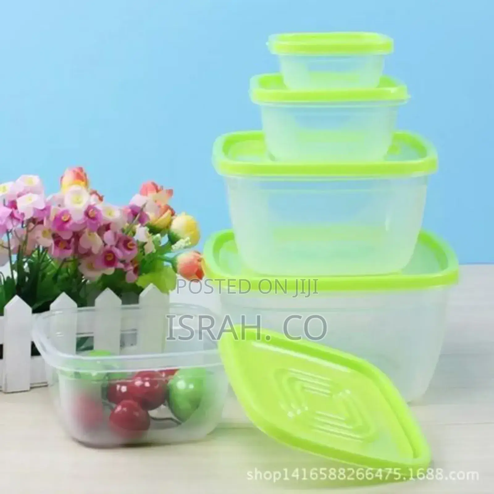 5 Pc Square Airtight Food Storage Containers Tins With Lids