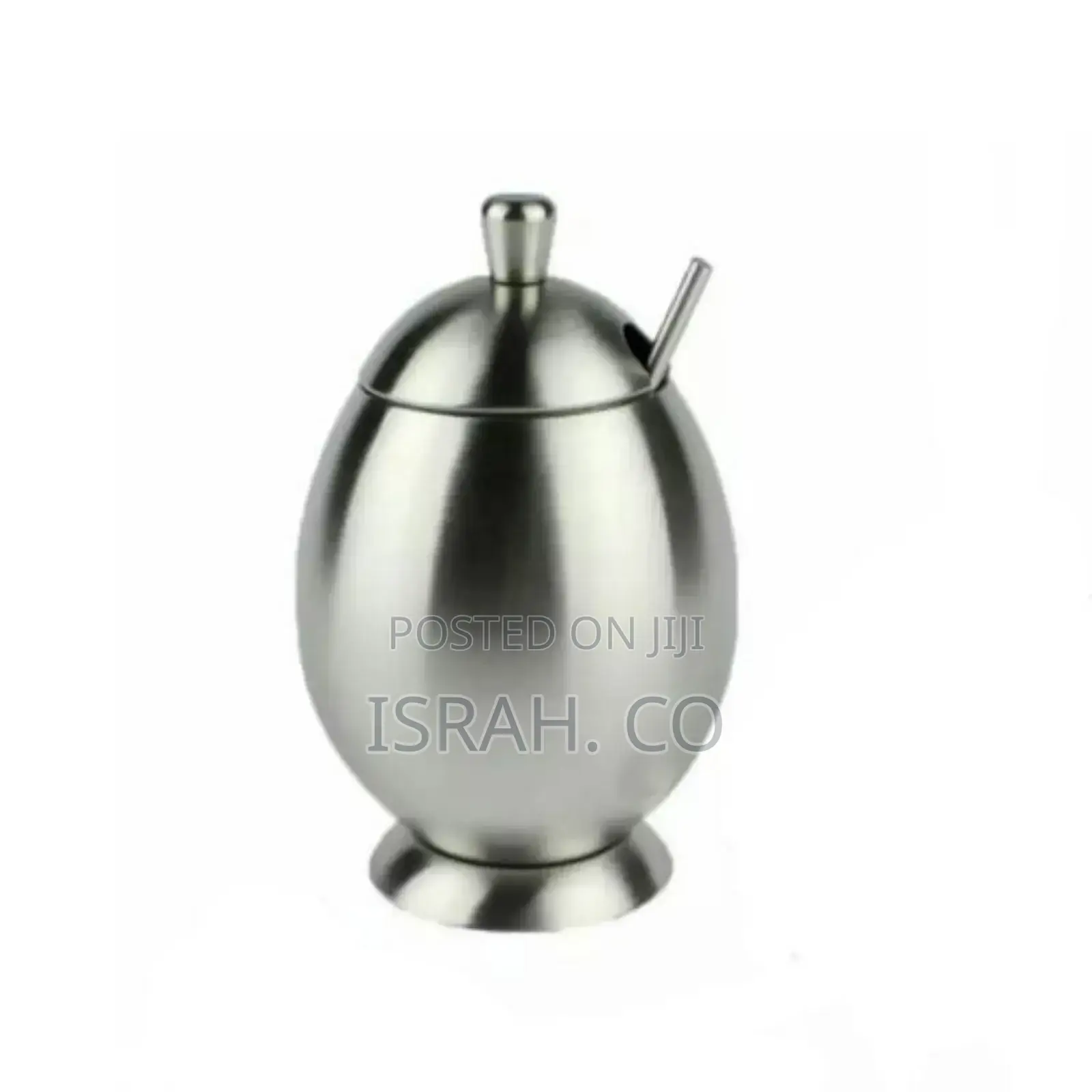 Egg Shapedmetallic Sugar Bowl Seasoning Pot With Spoonsilver