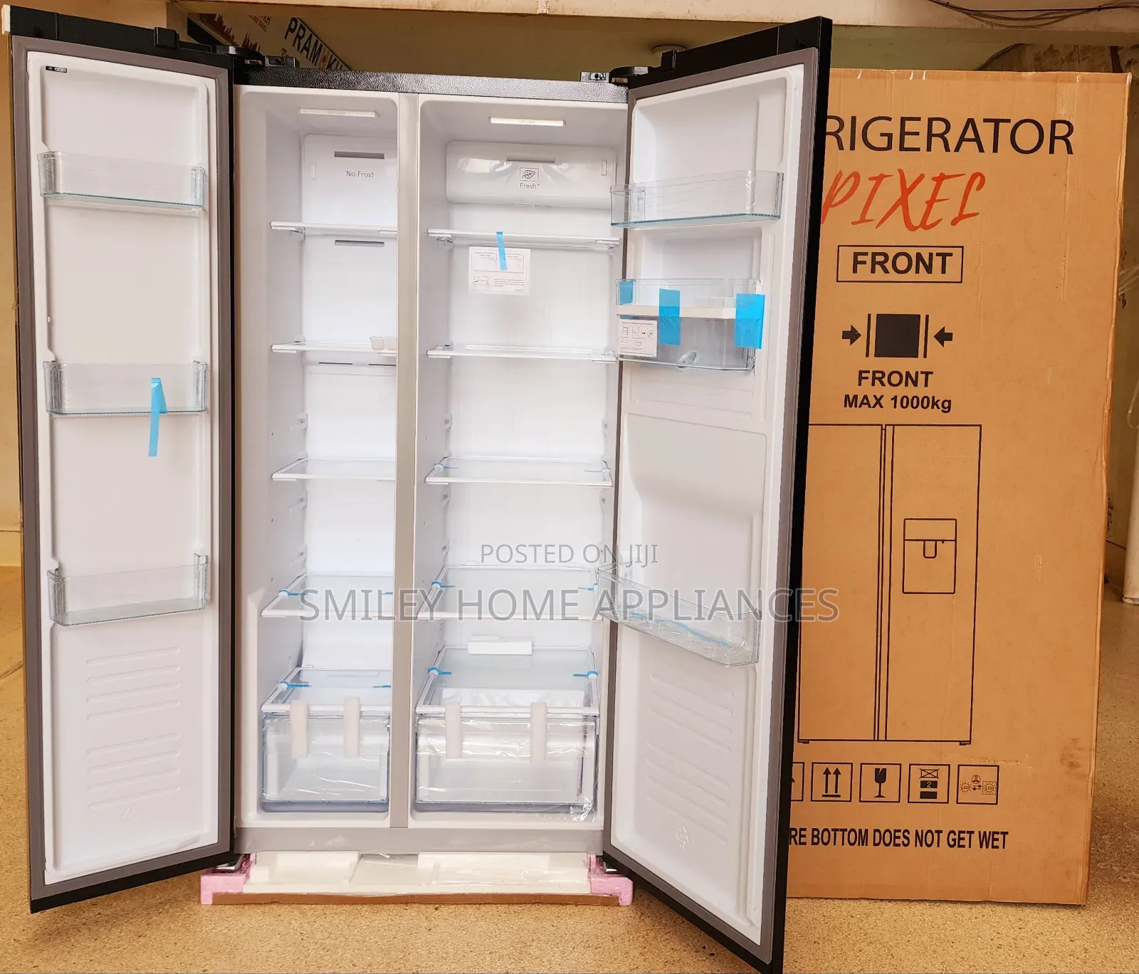 670ltrs Pixels Black Mirror Side by Side Refrigerator