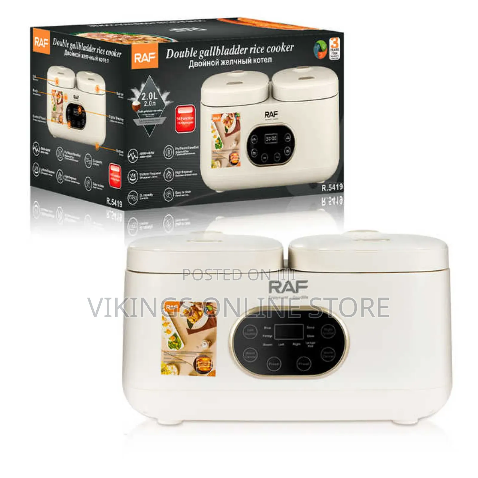 RAF Multifunction Double 2L Rice Cooker Pot 800w