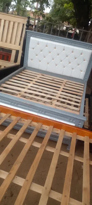 Quality White and Gray Bed