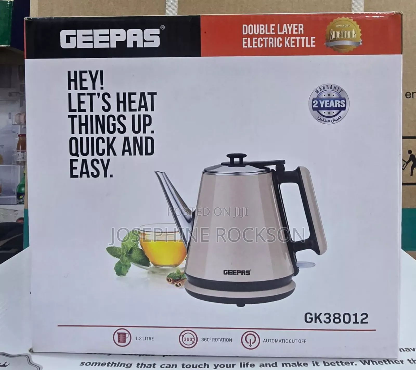 Geepas Double Layer Electric Kettle 1.2L