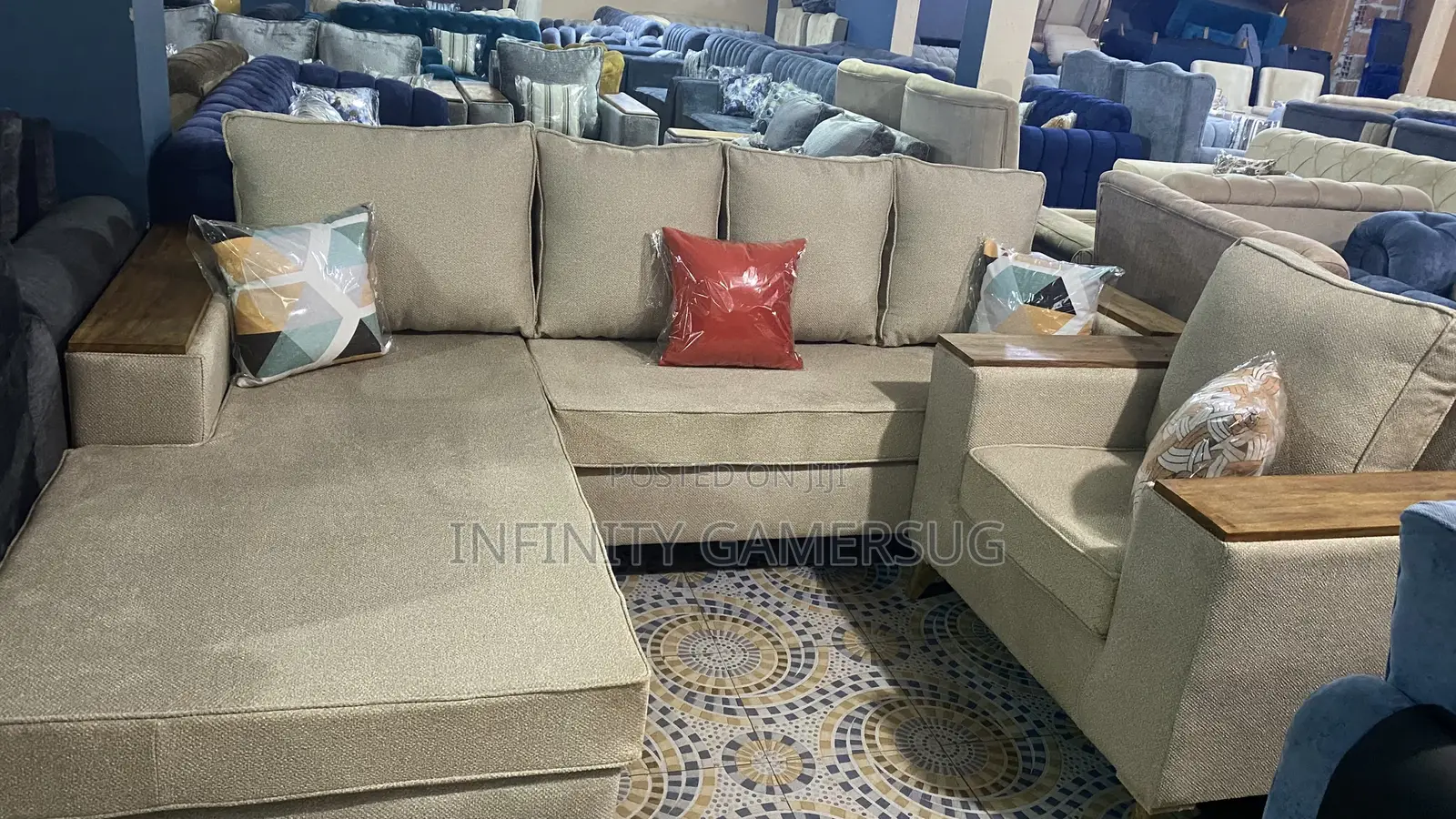A Classy L Sofa Bed in Cream Color Readily Available.