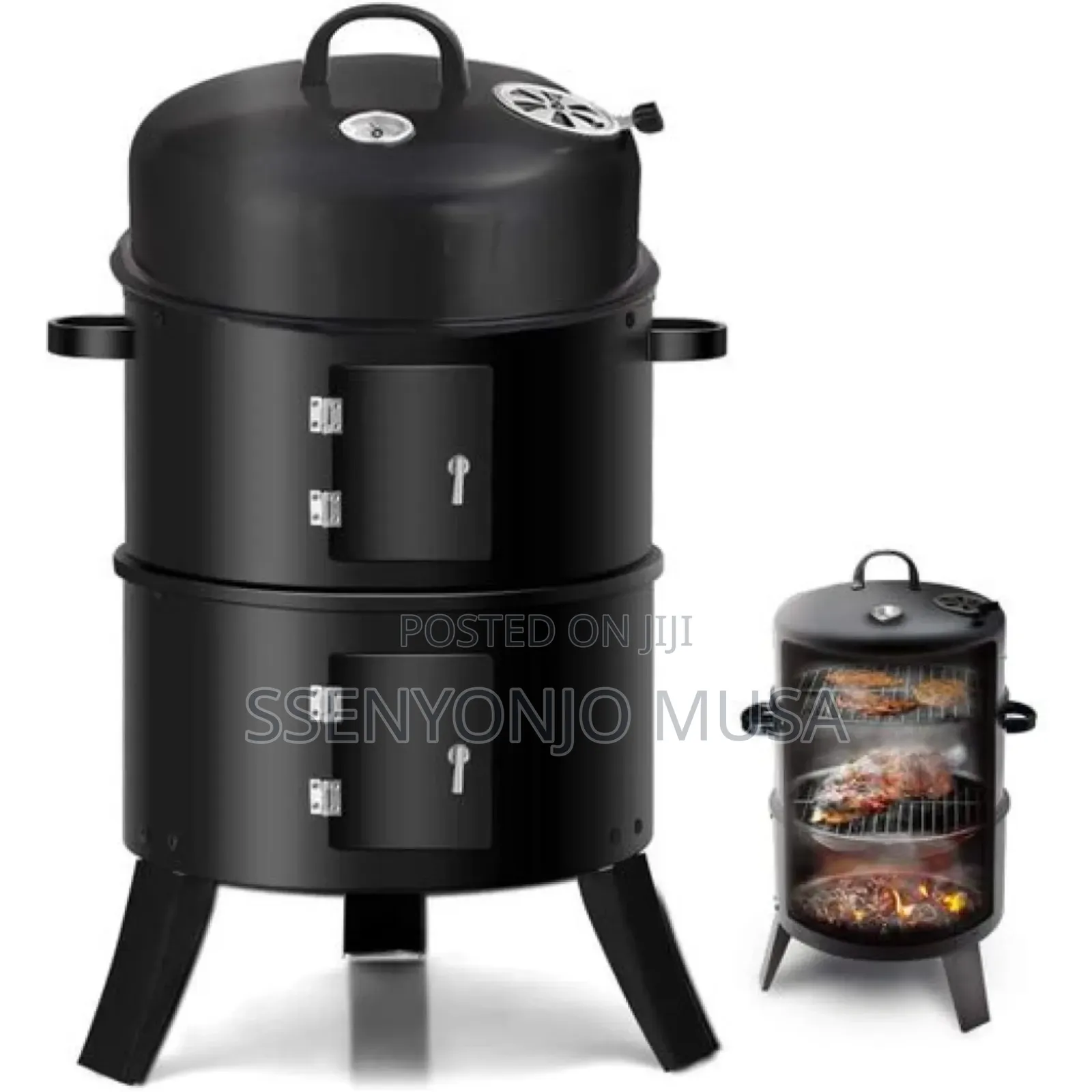 3-in-1 Charcoal Grill BBQ Smoker Oven - Black