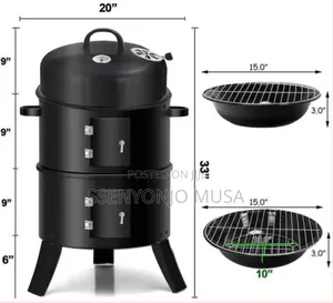 3-in-1 Charcoal Grill BBQ Smoker Oven - Black