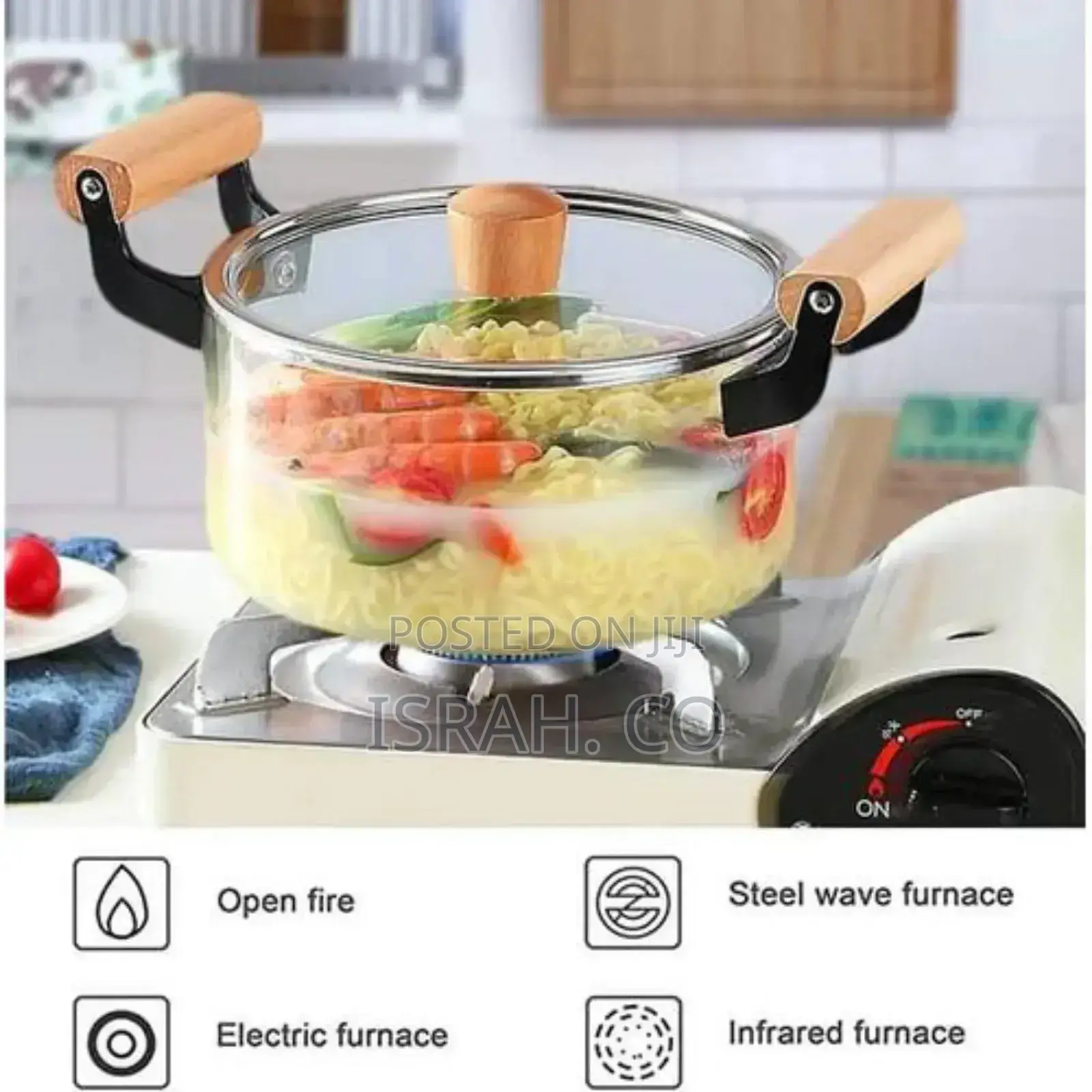 2.5L Soup Steam Pot Cooking Saucepan Glass Ramen Bowls