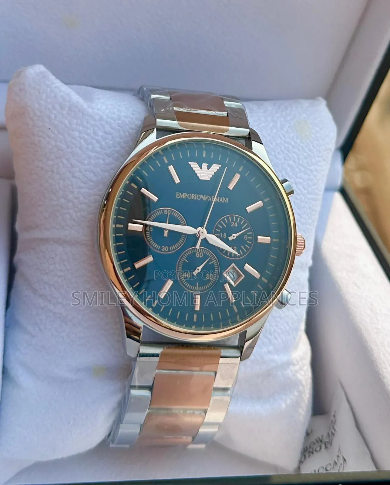 Men's Silver Brown Emporio Armani Classy Wrist Watch