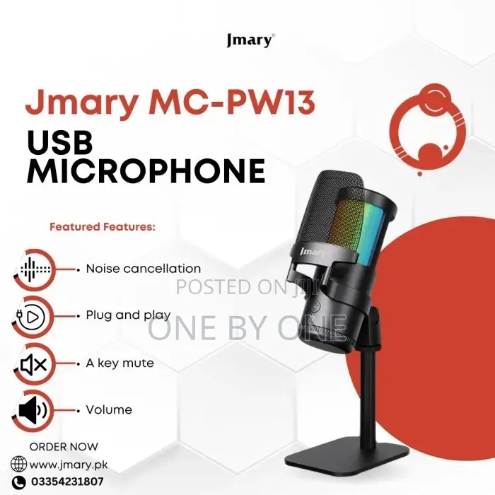 Jmary MC-PW13 RGB Light Plug and Play Desktop Microphone