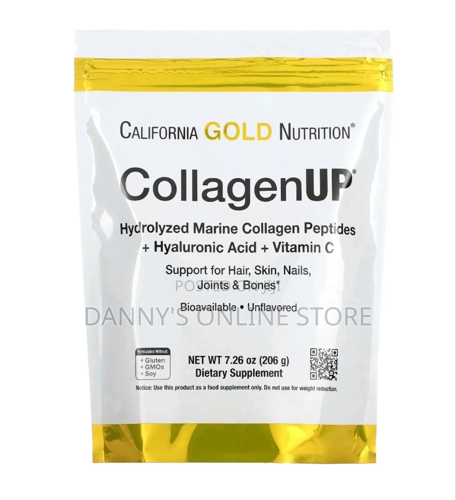 Hydrolyzed Marine Collagen Peptides, Hyaluronic Acid Vitamin C, 206g