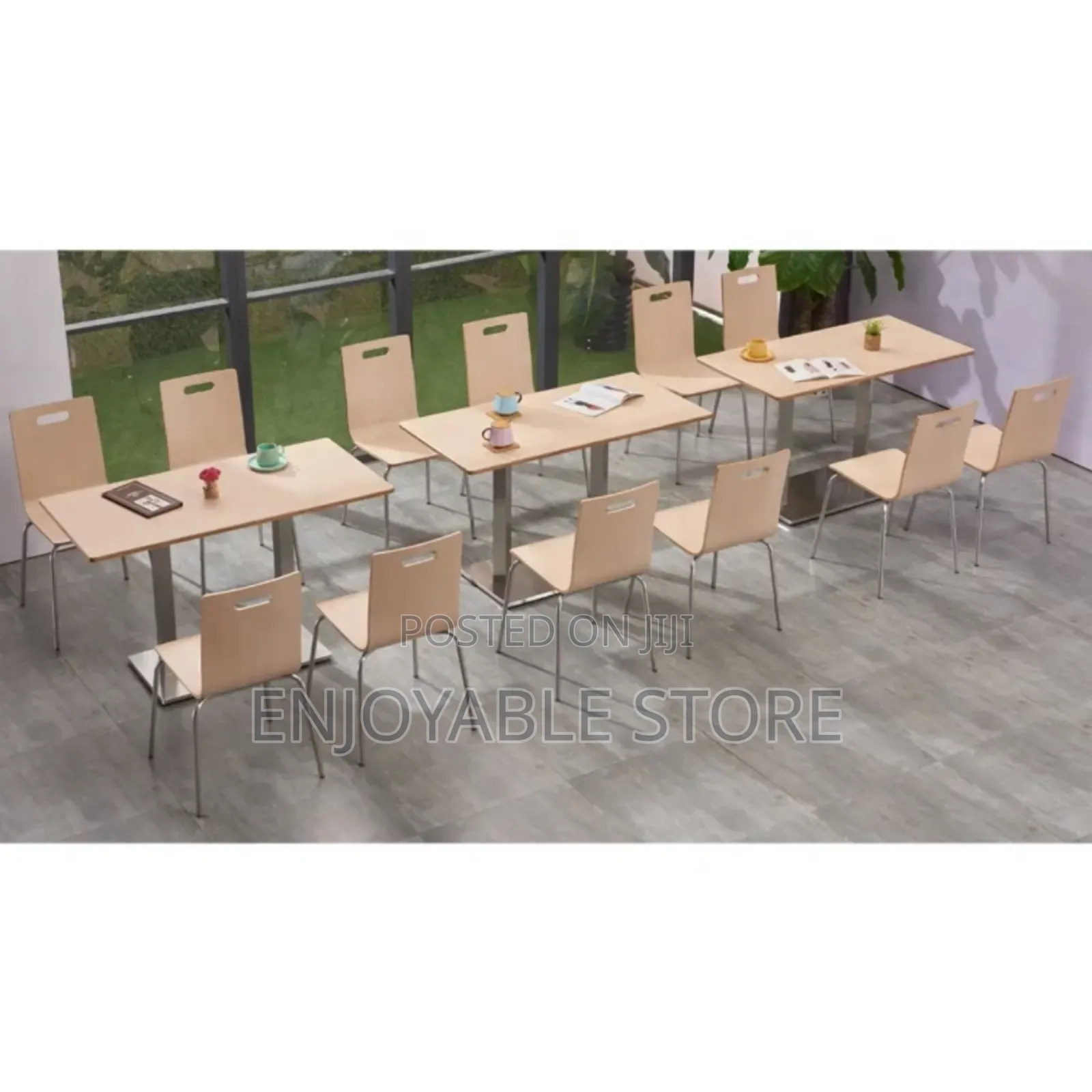Stackable Restaurant/Dining Table and 4 Chairs Set