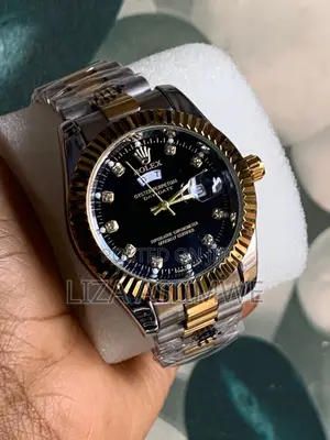 Double Colour Rolex Watch With a Black Dial