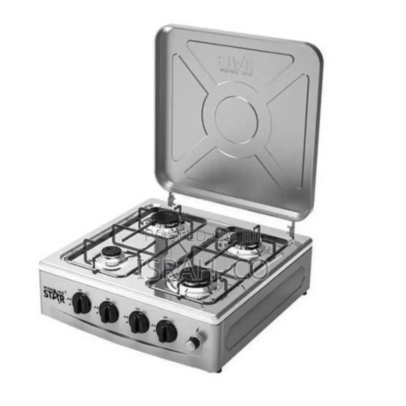 4 Burner Gas Stove Hob Cast Iron Gas Hob Cooker- Grey