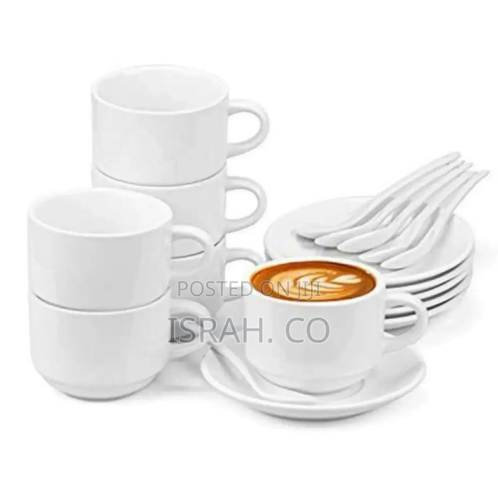 Restaurants and Office 6 Piece Cups and 6 Saucers -White.