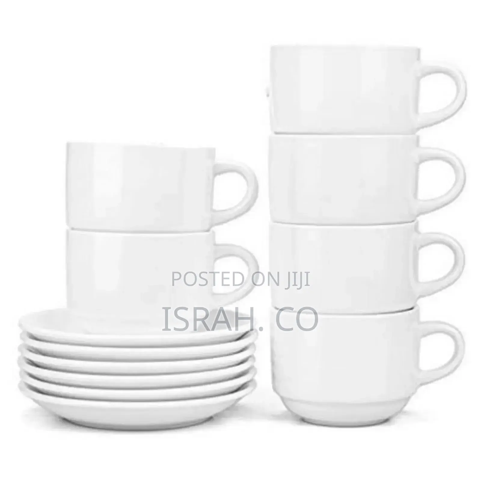 Restaurants and Office 6 Piece Cups and 6 Saucers -White.