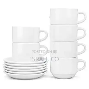 Restaurants and Office 6 Piece Cups and 6 Saucers -White.