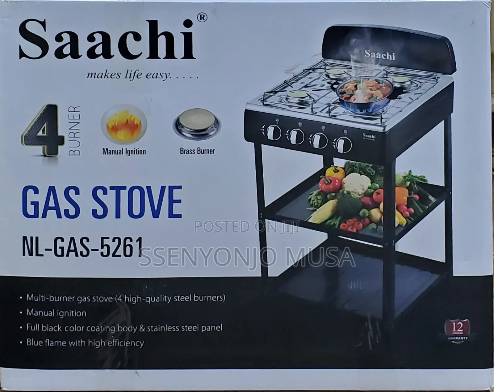 Saachi Nl-Gas-5261 4 Burner Gas Stove - Manual Ignition