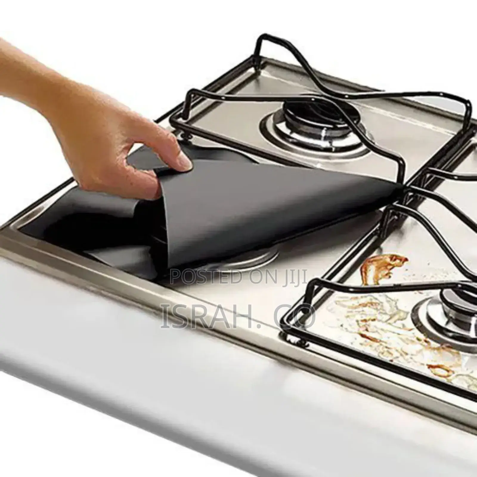 4 Piece Gas Burner/Cooker Protector Mat - Black.