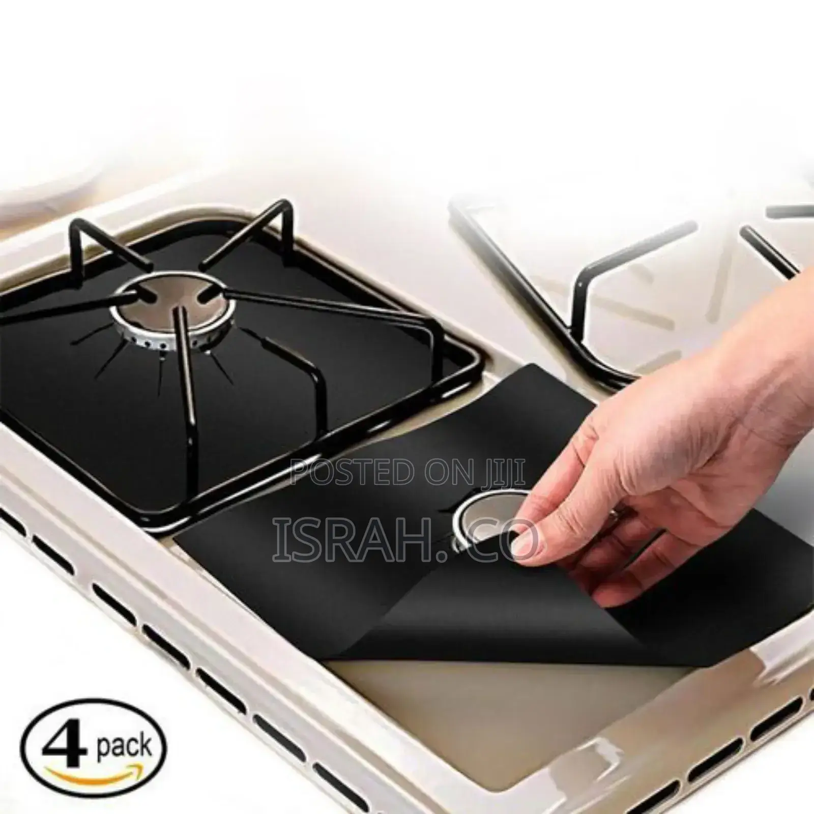 4 Piece Gas Burner/Cooker Protector Mat - Black.