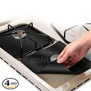 4 Piece Gas Burner/Cooker Protector Mat - Black.