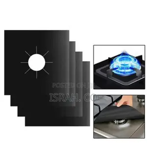 4 Piece Gas Burner/Cooker Protector Mat - Black.